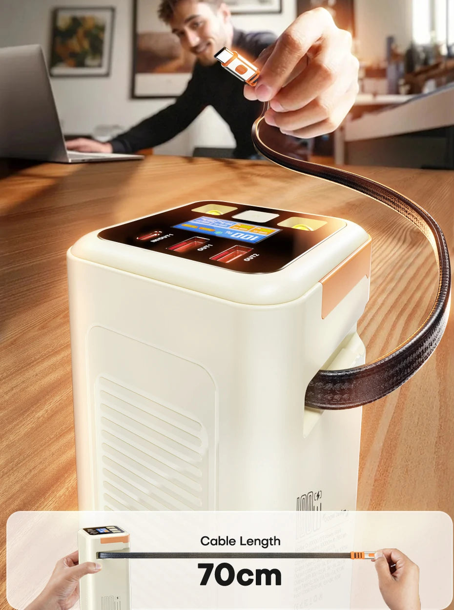QOOVI 50000mAh Power Bank PD 100W Fast Charging Portable Large Battery Capacity Power Station For iPhone Laptop Samsung Xiaomi