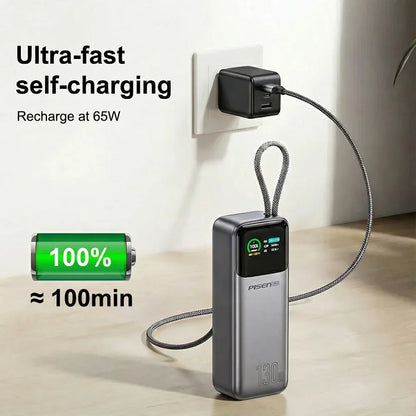 PISEN 240W Power Bank With Fast Charging Cable 27000mAh Portable PD3.1 CCC Powerbank for Laptop Notebook iPhone External Battery