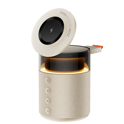 5-in-1 Magnetic Wireless Charging Station with Wireless Speaker Night Light Fast Charger for iPhone iWatch AirPods With Speaker