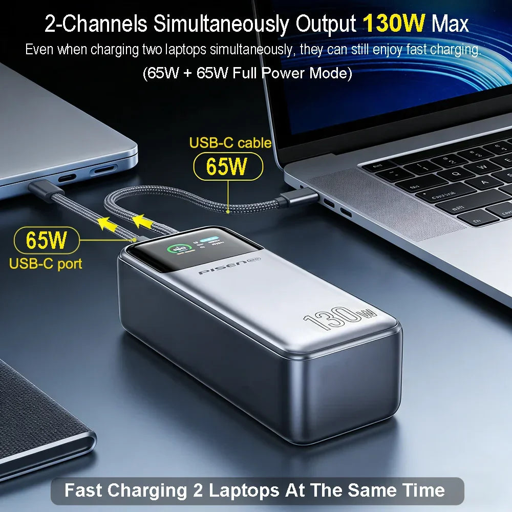 PISEN 240W Power Bank With Fast Charging Cable 27000mAh Portable PD3.1 CCC Powerbank for Laptop Notebook iPhone External Battery