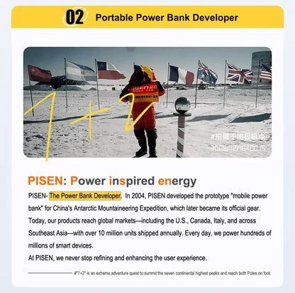 PISEN 240W Power Bank With Fast Charging Cable 27000mAh Portable PD3.1 CCC Powerbank for Laptop Notebook iPhone External Battery
